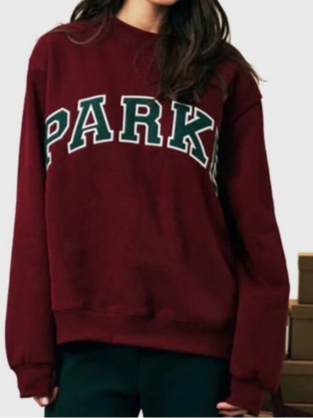 Parke Varsity Mockneck Maroon and Forest SMALL